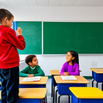 Themed Lesson**

"A group of children, fully clothed in colorful, modest clothing, are participating in a classroom activity involving building a tower with blocks of different shapes. The background shows a bright and cheerful classroom setting with educational posters. Perfect anatomy, correct proportions, natural pose. Safe for work, appropriate content, family-friendly, professional, high quality."

**