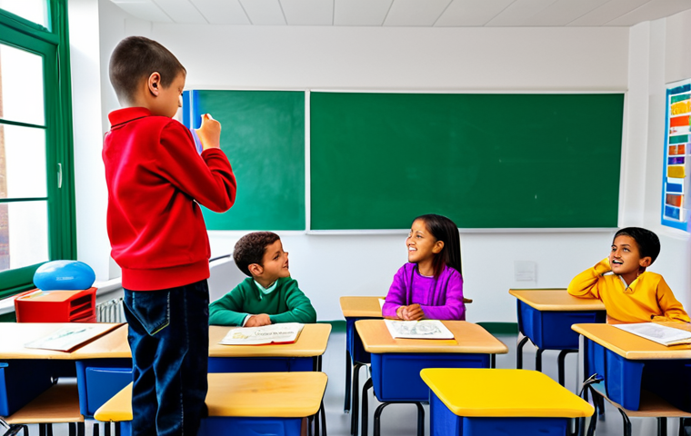 Themed Lesson**
"A group of children, fully clothed in colorful, modest clothing, are participating in a classroom activity involving building a tower with blocks of different shapes. The background shows a bright and cheerful classroom setting with educational posters. Perfect anatomy, correct proportions, natural pose. Safe for work, appropriate content, family-friendly, professional, high quality."
**