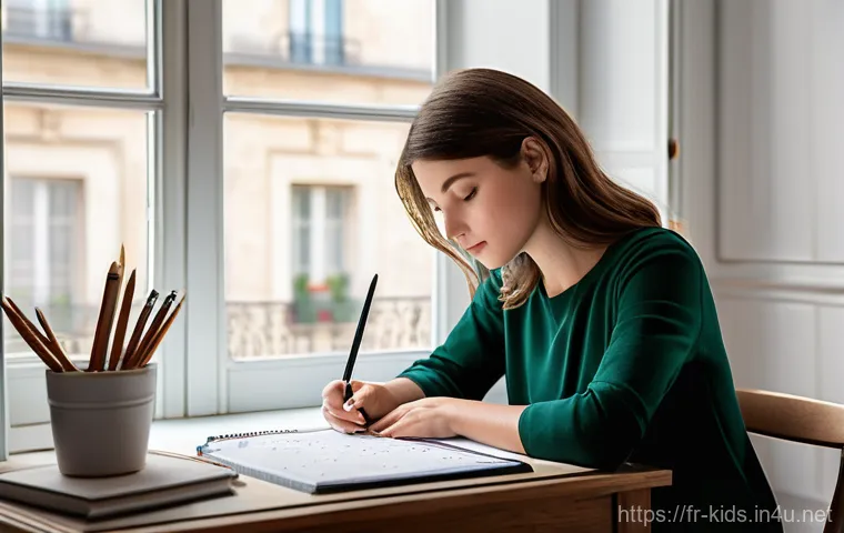 유아교육지도사 자격증 시험 대비 시간 관리 노하우 - **Prompt:** A serene and focused young French woman, embodying an "orchestra conductor" for her time...