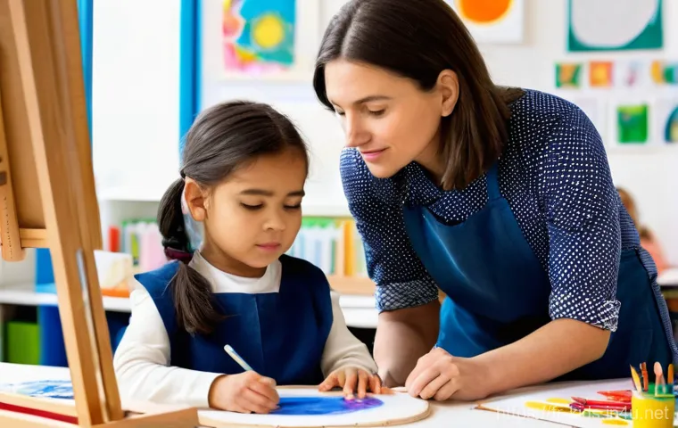 유아교육지도사 자격증 시험 시 실기시험의 중요성 - **Prompt:** An outdoor play area at a childcare center on a sunny day. A compassionate and attentive...