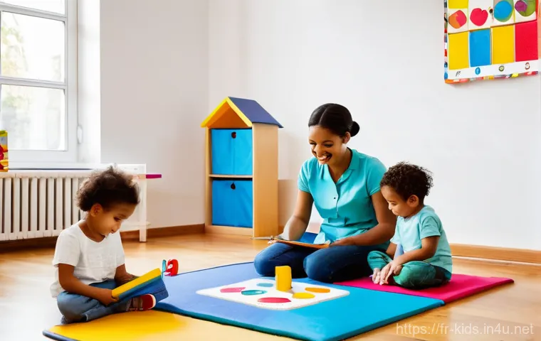 유아교육지도사 자격증 취득 후 첫 직장 선택법 - **Prompt 1: A vibrant and diverse French "crèche collective" (traditional daycare center) bustling w...