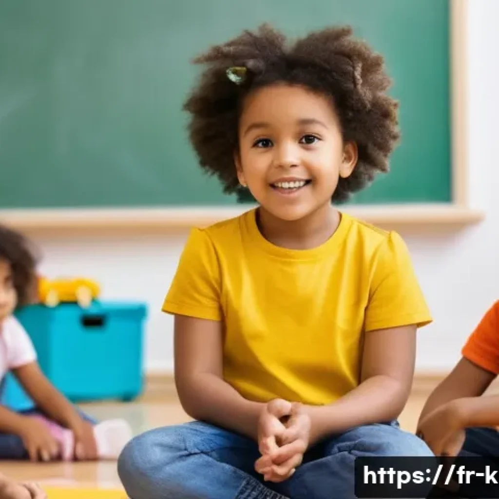 유아교육지도사 업무 중 소통 능력 개발 - **Prompt:** A heartwarming scene in a brightly lit early childhood classroom, focusing on a diverse ...