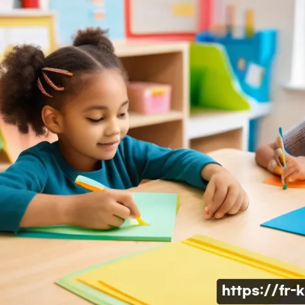 유아교육지도사 실기시험 중 발생할 수 있는 문제 해결법 - A calm preschool classroom scene showing a well-organized workspace with natural daylight streaming ...