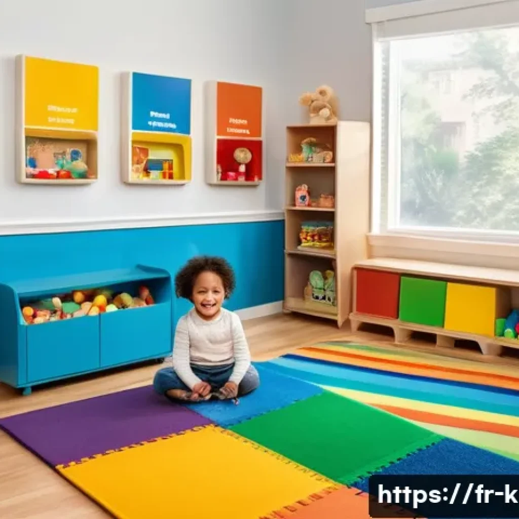 유아교육지도사 교육 철학 정립을 위한 팁 - A warm, inviting early childhood classroom designed for toddlers, featuring safe, colorful play corn...