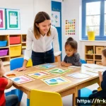 유아교육지도사 자격증 시험 과목별 학습법 - A modern early childhood education classroom in France, featuring a diverse group of young children ...