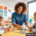 유아교육지도사 자격증 시험의 최신 동향 분석 - A modern early childhood education classroom in France featuring diverse young children engaged in M...