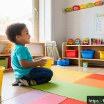 Home 21 유아교육지도사 실습 과정 준비 가이드 - A warm and inviting preschool classroom scene in a French kindergarten setting, showing a diverse gr...