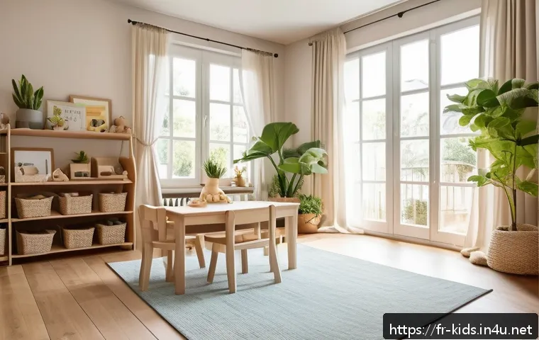 유아교육지도사 업무 스트레스 관리법 - A peaceful, well-organized early childhood educator&rsquo;s workspace in a modern French nursery setting, ...