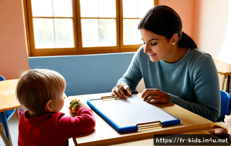 Home 17 유아교육지도사와 관련된 최신 연구 - Photorealistic early childhood education researcher in a bright French preschool classroom, observin...